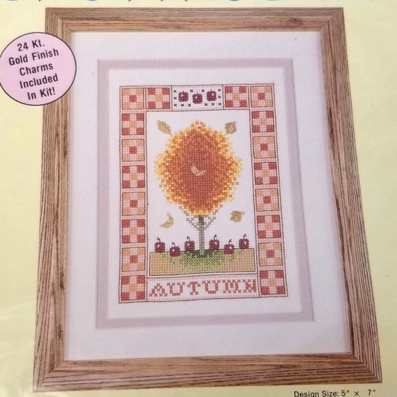 Charmables Counted Cross Stitch Kit Autumn Apple Tree 86312 Fall 1991 USA NEW - Picture 1 of 5